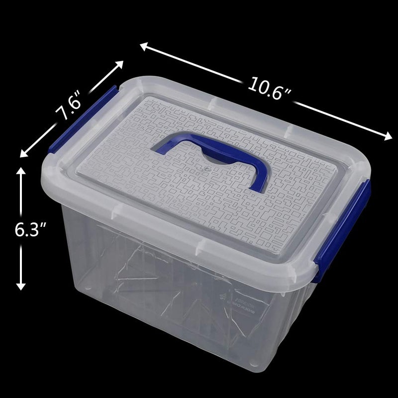Hespama 4 Packs 6 Quart Lidded Storage Bin, Plastic Latching Container Box with Handle - Image 2